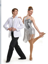 Child Medium Silver Flapper Dance Dress Costume Jazz Tap RAZZLE DAZZLE