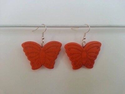 Ohrringe Ohrhänger Schmetterling in Türkis Paste Orange