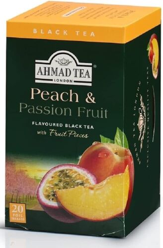 Ahmad Tea Peach & Passion Fruit Black Tea, 20 Teabags Free Shipping World Wide - Afbeelding 1 van 3