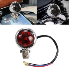 Mini Bates Style Chrome LED Stop Brake Tail Light For Chopper Bobber Cafe Racer 