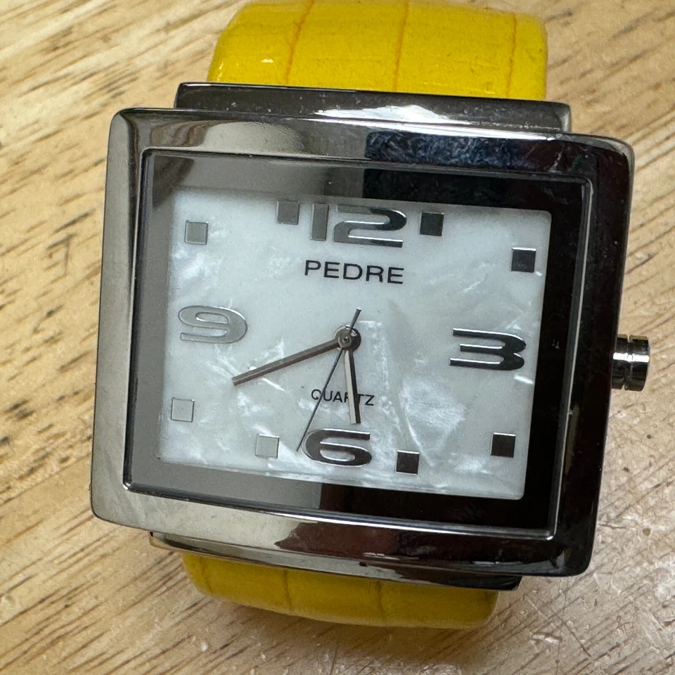 Reloj de Cuarzo Pedre Mujer Plateado MOP Rectángulo Japón Movt Brazalete Batería Nueva Foto 2 de 4