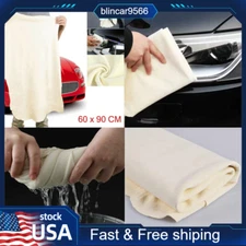 Natural Chamois Leather Car Drying-Towel Cleaning Cloth Shammy Towel Beige New