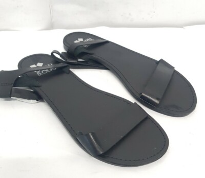K1/173# Even And Odd flache Damen-Sandalen schwarz Knöchelschnalle offene Zehenpartie Größe EU 37