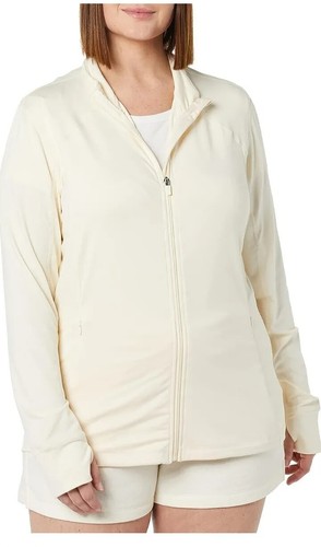 Women's Brushed Tech Stretch Full-Zip Jacket , Ivory SML - Picture 3 of 8