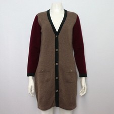 CHANEL Gold CC Logo Button Cashmere Multicolor Damen Long Cardigan 152317868