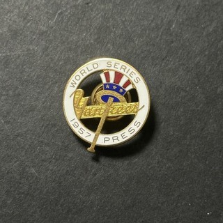 Original 1957 World Series Press Pin New York Yankees