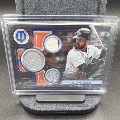 Topps 2024 Tribute Riley Greene Tigers Tribute Triple Relic Blue /150 #TTR-RG