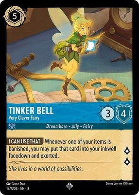 Cold Foil Tinker Bell - Very Clever Fairy 157/204 Super Rare Into the Inklands