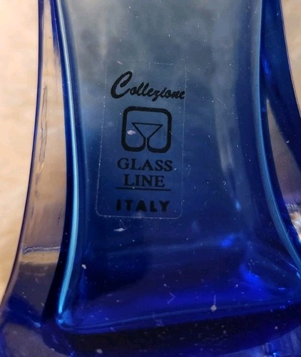 Vintage Cobalt Blue Cristallo Glass Line Perfume Bottle Made In Italy - Picture 4 of 4