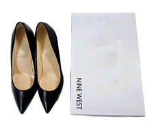 Nine West Women's Black Leather High Heel Dress Shoes Size 9M New With Box