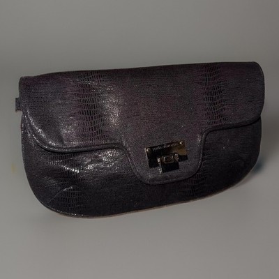 Vintage Sofia Vergara Black / Silver Evening Bag Sparky Clutch Formal Excellent