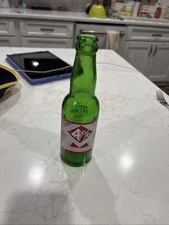 Vintage 4% (Percent) Soda Bottle 7 oz. Green and Red ACL John Scheu Detroit