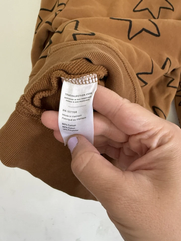 Suéter Tea Kids Unisex Estrellas Marrón Negro Cuello Redondo, Talla 6 Foto 4 de 4