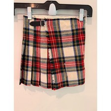 Triminghams Vintage Pure Wool Dress Stewart Tartan Kilt Skirt Girls Age 5 UK