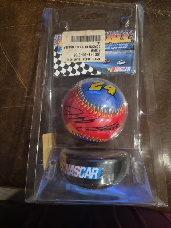 Jeff Gordon NASCAR Facsimile Signed Baseball #24 Hendrick Motorsports With Stand
