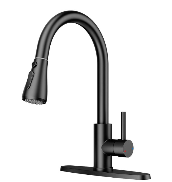 Kitchen Sink Faucet Brushed Nickel Single Handle Swivel Pull Down Sprayer Mixer