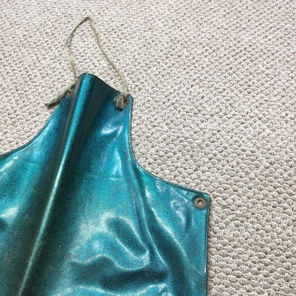 Vintage 60s 70s Vinyl Work Apron One Size Atomic Green Auto Body Shop USA - Image 2 of 4
