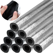 10 Pcs Pipe Insulation Foam Tube Self Adhesive Wrap Aluminum Foil Covers