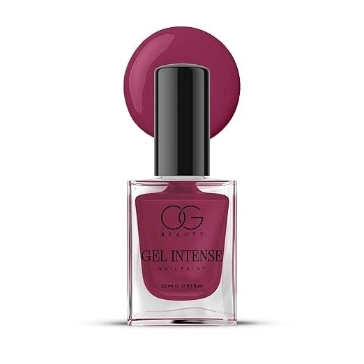 OG BEAUTY Gel Intense Nail Paint Burgundy Plum (10 ml) | Rich Plum Shade with Hi
