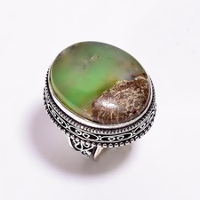 Natural Chrysoprase Gemstone 925 Sterling Silver Handmade Unisex Ring 6.5 US