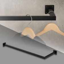 Tringle à vêtements tringle de support noir montage mural porte-manteau 90x30 cm