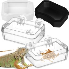 Reusable Reptile Feeding Dish with Suction Cup Durable ABS Bowl for Lizards