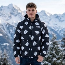 The North Face Boys Reversible Perrito Hooded Jacket XL 14/16 Black Logo