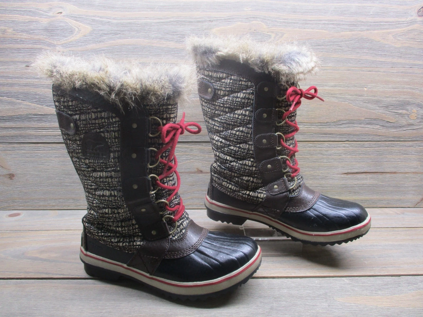 Sorel Snow Boots Womens 7 Tofino II Cordovan Brown Waterproof Fur Trim NWOT