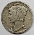 1943-P Mercury Dime Actual coin in image #P43H