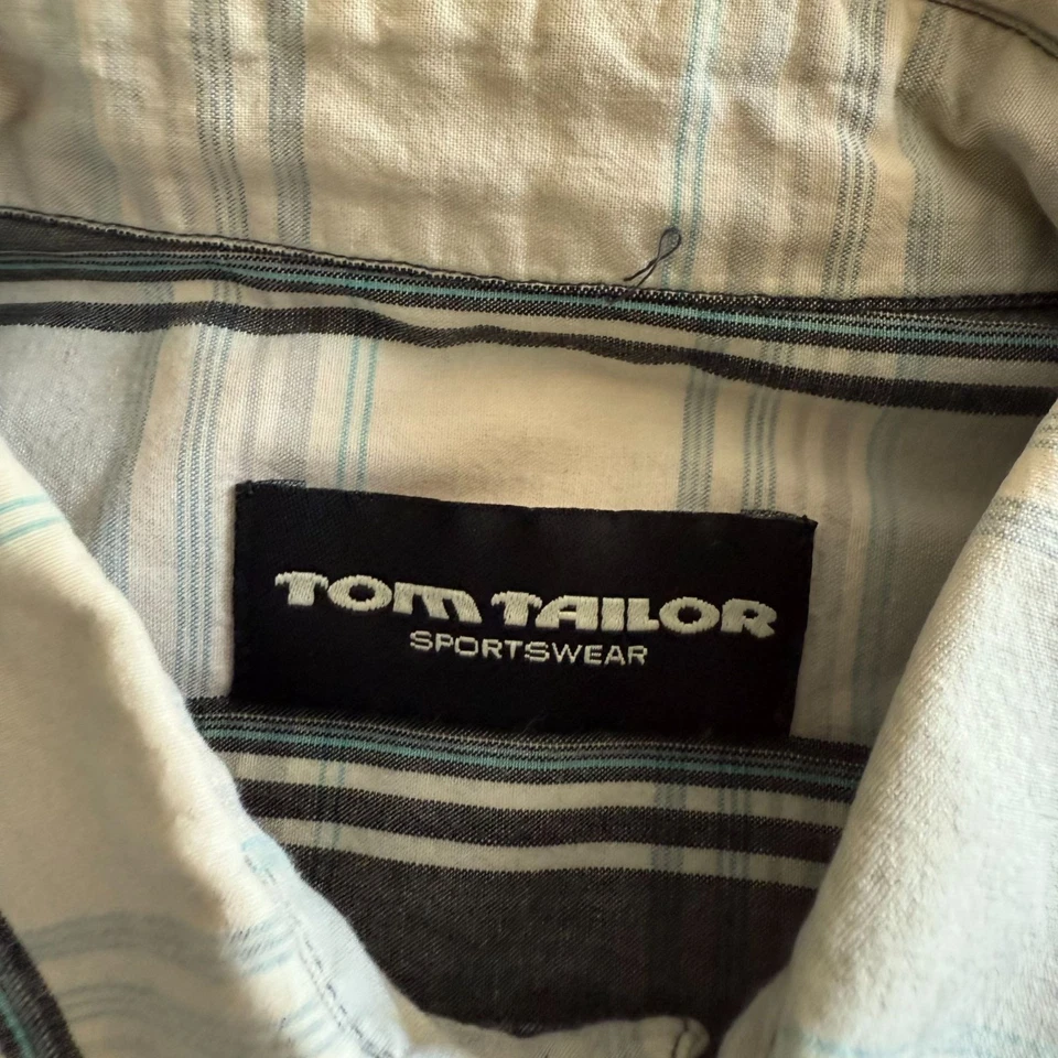 Tom Tailor Sportswear Striped Button Down Shirt Men's Black and White Casual - Image 2 of 4