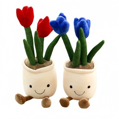 Tulip Plush Cute Tulip Plush Doll Potted Plants Toys Soft Succulent Throw Pil...