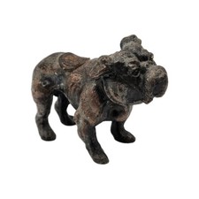 Estatuilla de metal Bulldog inglés vintage con perro de recuerdo Liberty Philadelphia