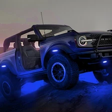 Blue LED Rock Lights 4 Pods - Waterproof LED Underglow Underbody Glow Lamp