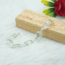 Fancy Cut Green Amethyst Bracelet, Sterling Silver Minimalist Jewelry, Gift Item