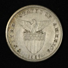 1907-S Philippines 1 Peso - Free Shipping USA