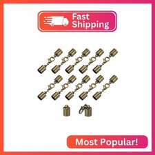 uxcell 10Sets 7mm Leather Cord End Caps with Lobster Claw Clasps, Barrel Termina