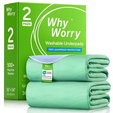 Whyworry Washable Bed Pads For Adult Incontinence 34 X 36 Pack Of 2 Washable