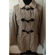 Laundry by Design Women's Tan Removable Hood Trench Coat Jacket Khaki Sz S