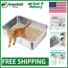 Hygienic Low Entry Stainless Steel Litter Box - Ideal for Kittens and Small Pets