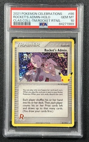 TEAM ROCKET'S ADMIN. HOLO PSA 10 2021 POKEMON CELEBRATIONS #86/109 CLASSIC 1989