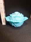 Portieux Vallerysthal French Blue Aqua Turquoise Milk Glass Cabbage Candy Dish