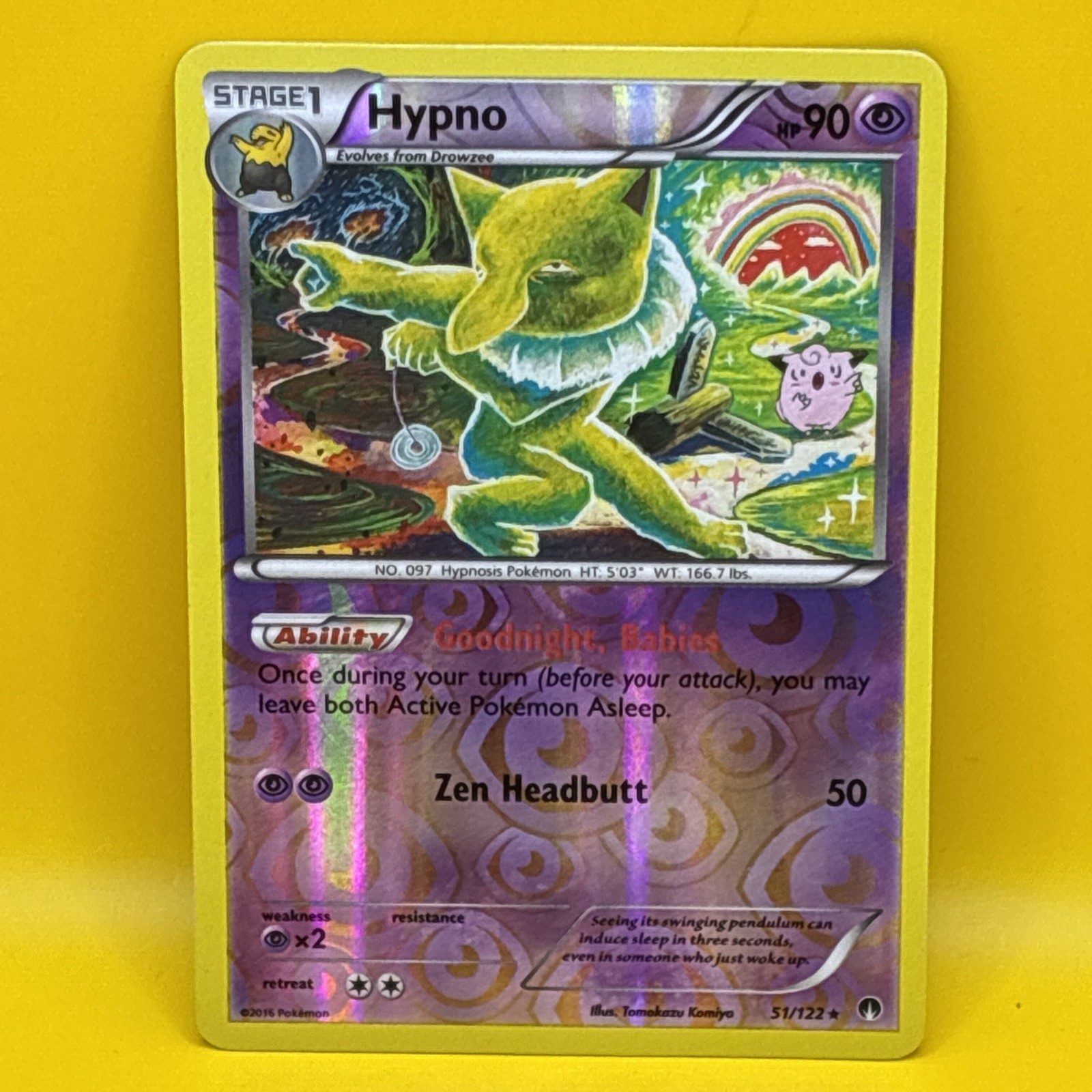 HYPNO   ( 51/122 )  Reverse Holo 2016 Pokemon Card Stage 1