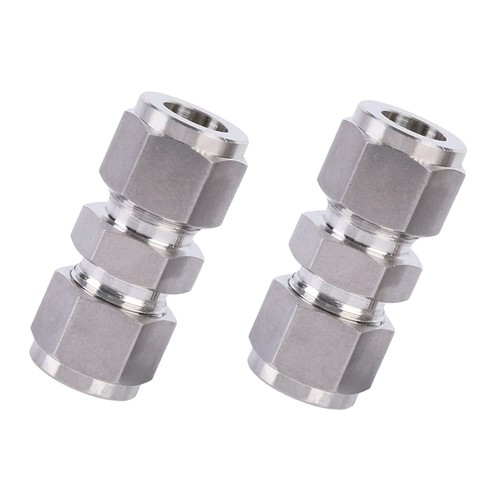 304 Stainless Steel Compression Tube Fitting Union 1/4x1/4 Inch Tube OD 2 PCS