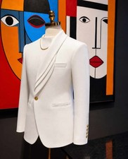 Formal Men Suit Jacket Shawl Lapel Performance Stage Wedding Asymmetrical Design