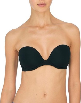 Natori 729229 Minimal Strapless Contour Bra 32D Black Underwire Convertible
