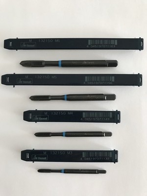 GARANT, Set: 4xGewindebohrer-M6,M5,M4,M3-Durchgang 132150 V2A, HSS E/V,Blauring
