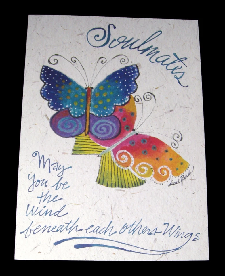 Laurel Burch Watercolor Wedding Card w/ Envelope Soulmates Butterflies - Image 2 of 4