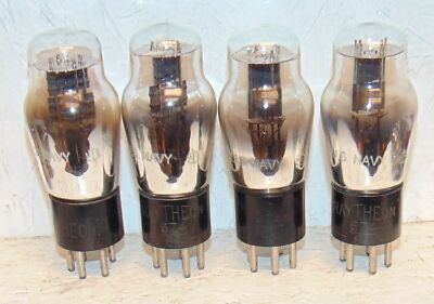 VERY RARE NOS MATCH QUAD 6Z4 / 84 RAYTHEON *US NAVY* 4 PILLAR 985 TUBES 1940 USA
