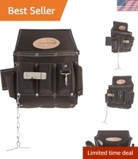 Rivet Reinforced Electrician’s Pouch with Vertical Access - Oil Tanned Leather