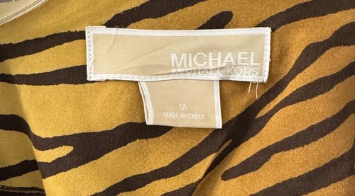 Michael Kors Women’s Silk Beaded Blouse Vintage Tiger Print Size Medium - Picture 4 of 9